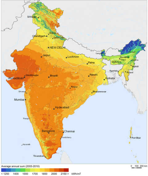 India solar power potential