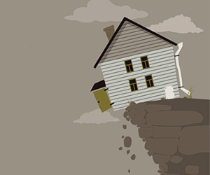 House falling from cliff